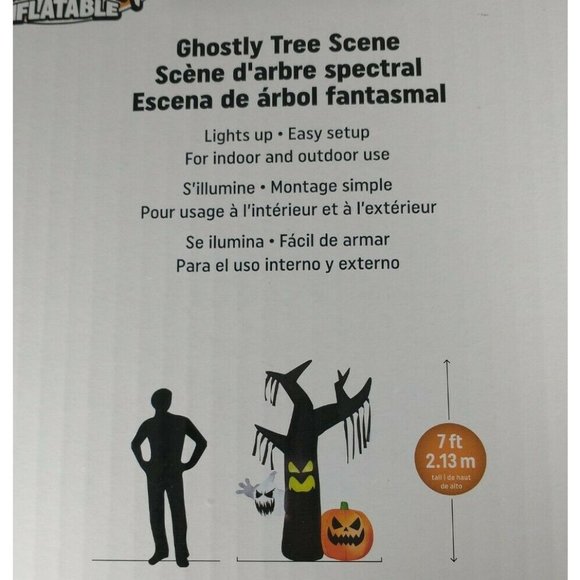 Halloween Gemmy 7 ft Ghostly Dead Tree w/Pumpkin & Ghost Airblown Inflatable NIB - Picture 4 of 5